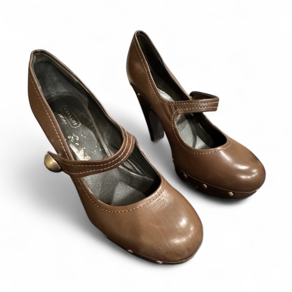 Coach brown Colene Mary Jane Heels with stud detail size 8 main image 2